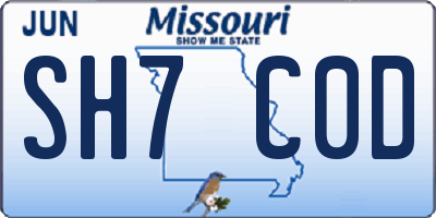 MO license plate SH7C0D