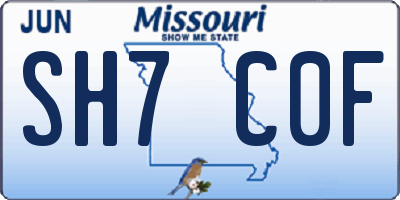 MO license plate SH7C0F