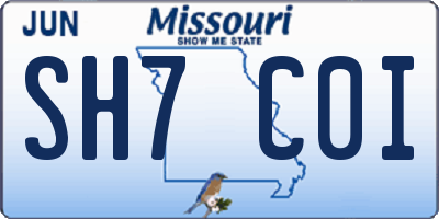 MO license plate SH7C0I