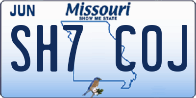 MO license plate SH7C0J