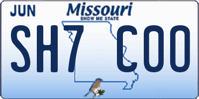 MO license plate SH7C0O
