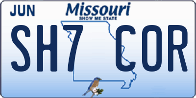 MO license plate SH7C0R