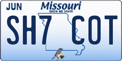 MO license plate SH7C0T