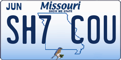 MO license plate SH7C0U