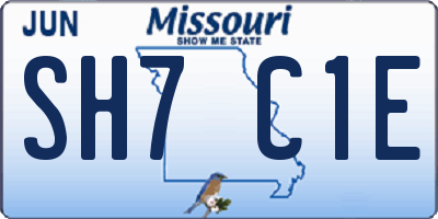 MO license plate SH7C1E