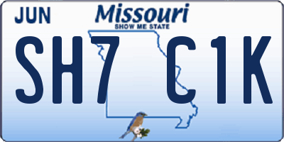 MO license plate SH7C1K