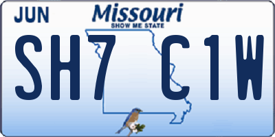 MO license plate SH7C1W