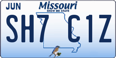 MO license plate SH7C1Z