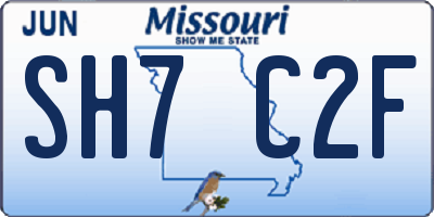 MO license plate SH7C2F