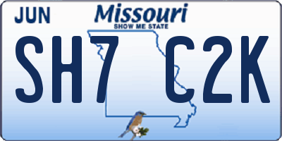 MO license plate SH7C2K