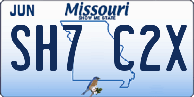MO license plate SH7C2X