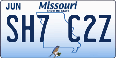 MO license plate SH7C2Z
