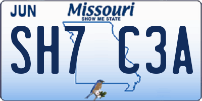 MO license plate SH7C3A