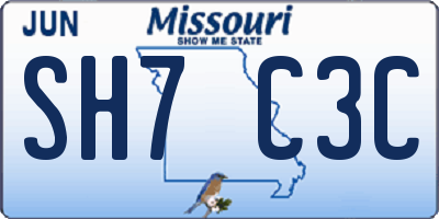 MO license plate SH7C3C