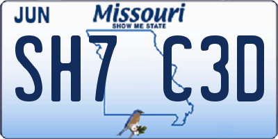 MO license plate SH7C3D
