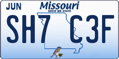 MO license plate SH7C3F