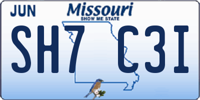 MO license plate SH7C3I