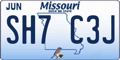 MO license plate SH7C3J