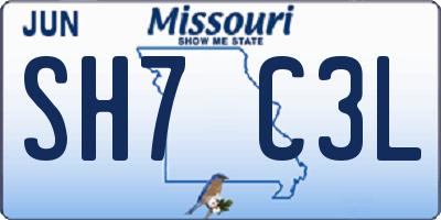 MO license plate SH7C3L