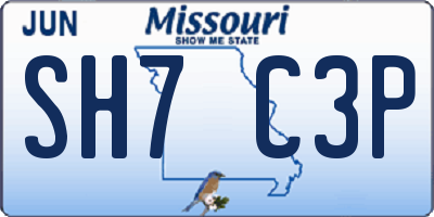 MO license plate SH7C3P