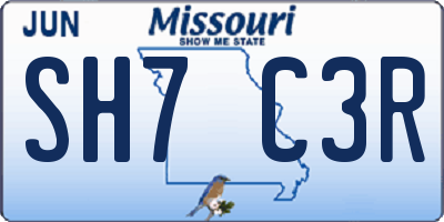 MO license plate SH7C3R