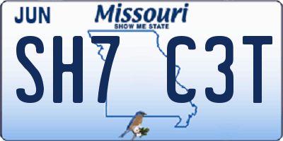 MO license plate SH7C3T