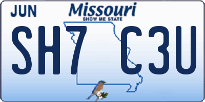 MO license plate SH7C3U
