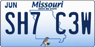 MO license plate SH7C3W