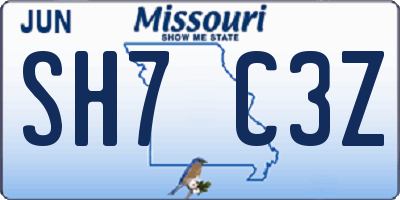 MO license plate SH7C3Z