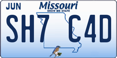MO license plate SH7C4D