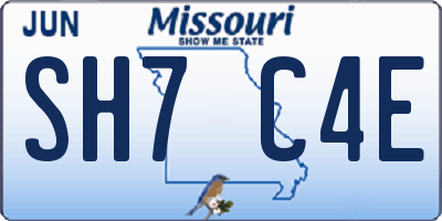 MO license plate SH7C4E