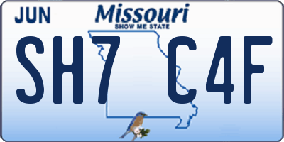 MO license plate SH7C4F