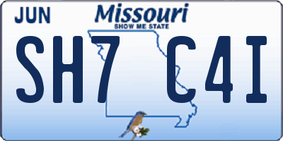 MO license plate SH7C4I