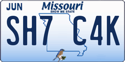 MO license plate SH7C4K