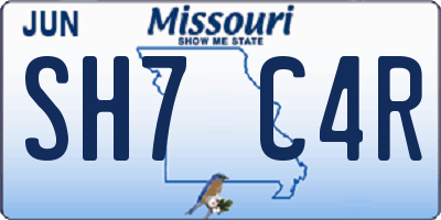 MO license plate SH7C4R