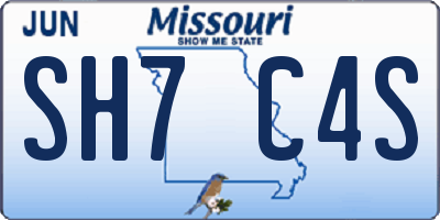 MO license plate SH7C4S