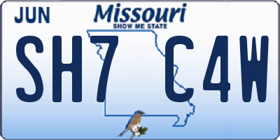 MO license plate SH7C4W