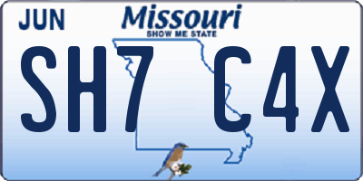 MO license plate SH7C4X
