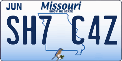 MO license plate SH7C4Z