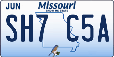 MO license plate SH7C5A