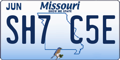 MO license plate SH7C5E