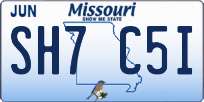 MO license plate SH7C5I