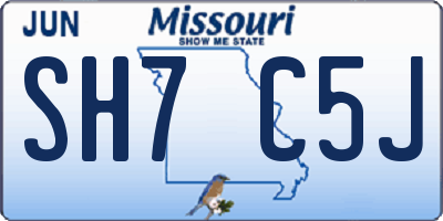 MO license plate SH7C5J
