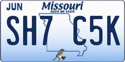 MO license plate SH7C5K