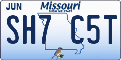 MO license plate SH7C5T
