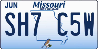 MO license plate SH7C5W