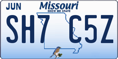 MO license plate SH7C5Z