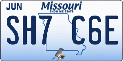 MO license plate SH7C6E