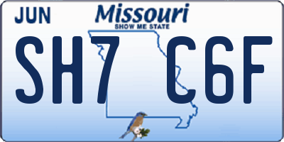 MO license plate SH7C6F