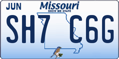 MO license plate SH7C6G